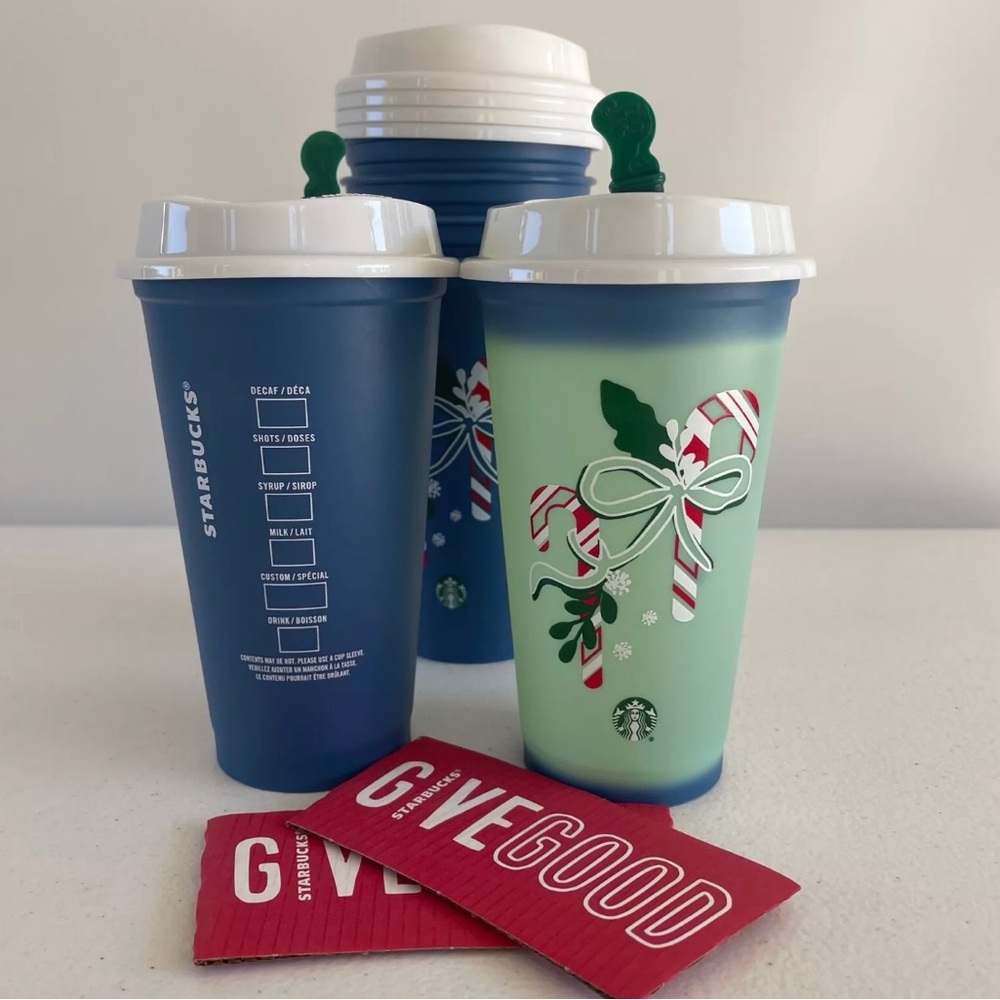Starbucks Blue Candy Cane Holiday Hot Cup RARE